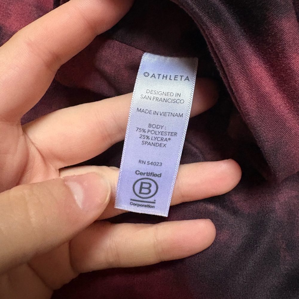 Athleta Elation 7/8 Tight In Orchid Pink Ice Dye Red & Black Powervita Leggings - Picture 5 of 9